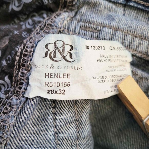 Rock and Republic Mens Jeans Size 28x32 Henlee Straight Distressed Wings - Picture 9 of 10